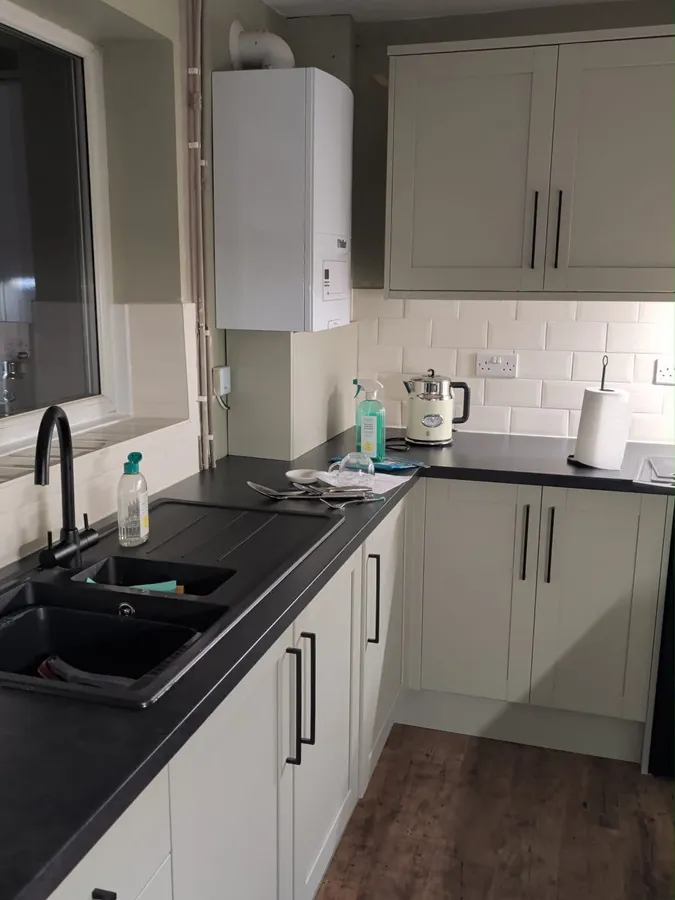 Sage shaker kitchen, from bare walls, photo 3